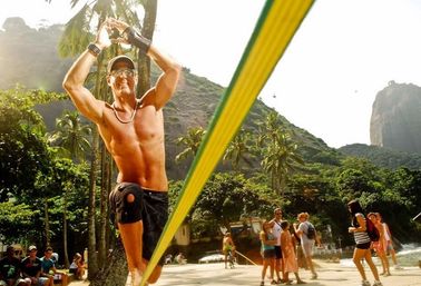 comprar Cor amarela de passeio da corda de Slackline do Webbing do poliéster com logotipo personalizado online manufacture